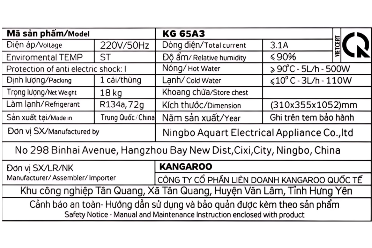 Cây Nước Nóng Lạnh Tích Hợp Làm Đá Kangaroo KG65A3 | Úp Bình 20 Lít