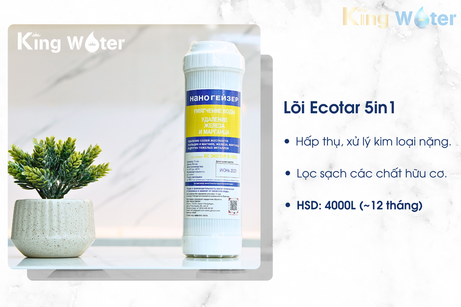 Bộ Lõi Lọc Geyser Ecotar 2 (Nhập Nga) | Bộ 03 Lõi Nano Chuyên Dụng