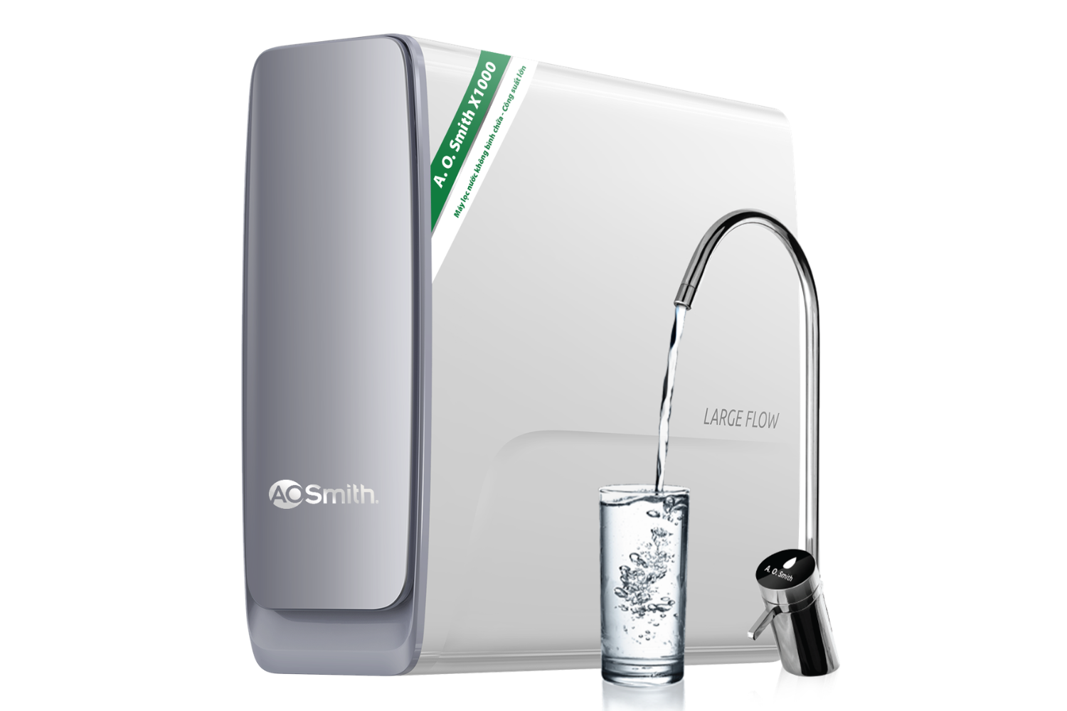 Máy Lọc Nước AO Smith X1000 Công Suất Cao | Đặt Gầm 02 Lõi Không Bình Chứa, Tuối Thọ RO 06 Năm