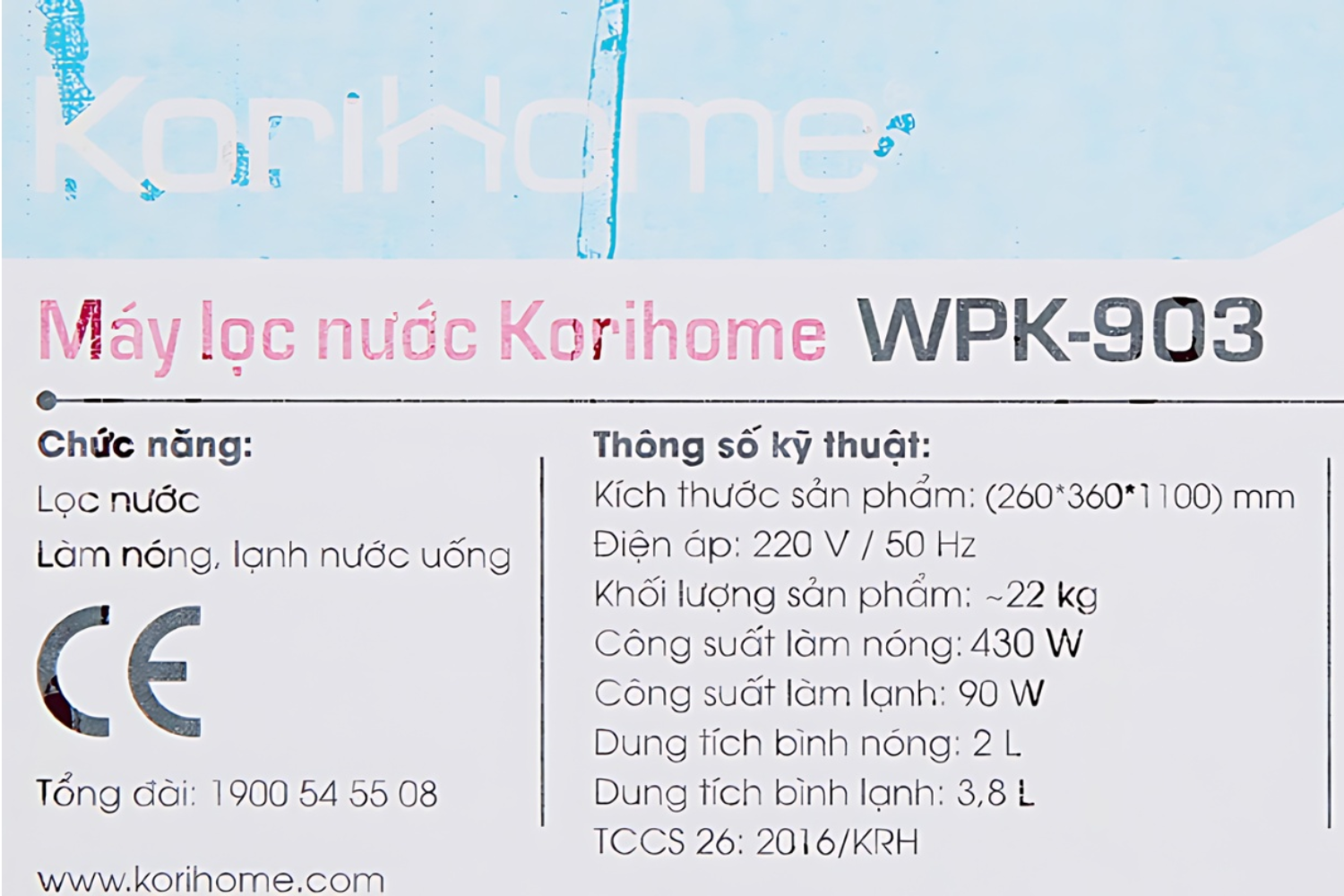 Máy Lọc Nước RO Nóng Lạnh KoriHome WPK-903 | Tủ Đứng 07 Lõi