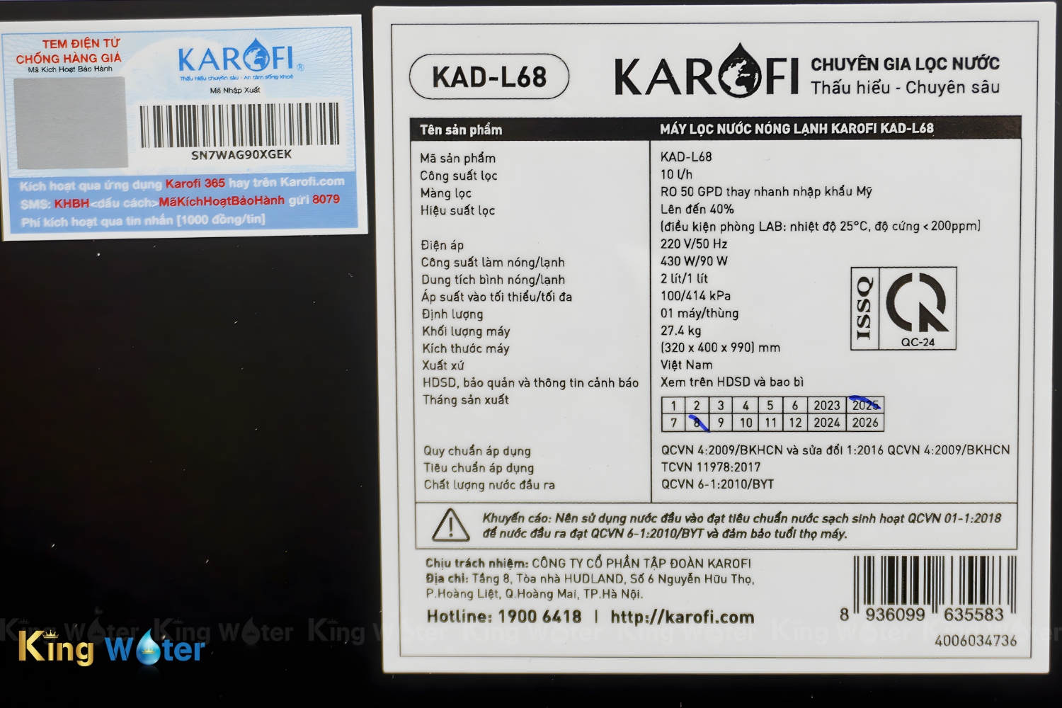 Máy Lọc Nước Nóng Lạnh Karofi KAD-L68 | Tủ Đứng 11 Lõi