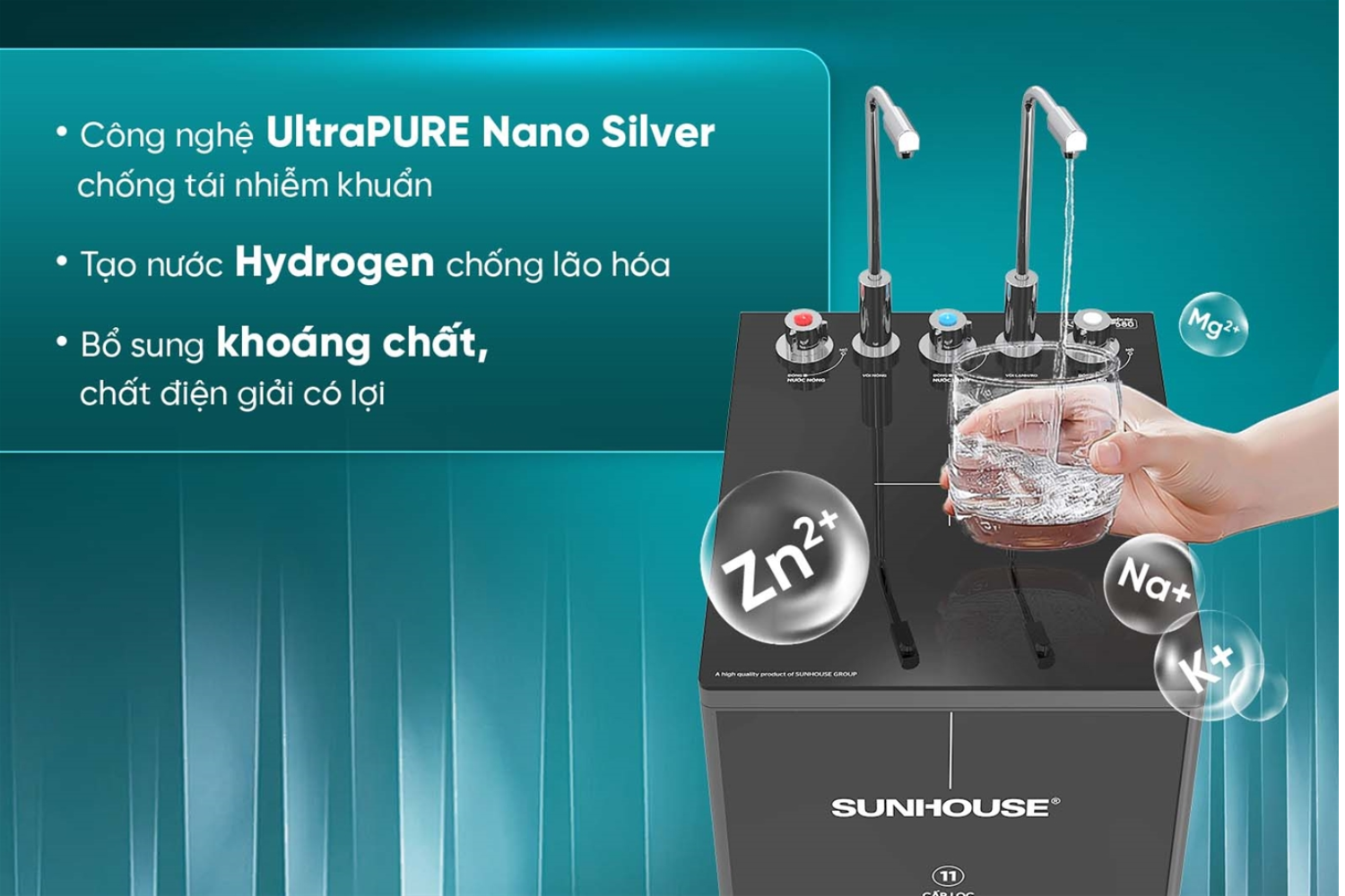 Máy Lọc Nước R.O UltraPURE Sunhouse SHA8693L | Tủ Đứng 10 Lõi Hydrogen