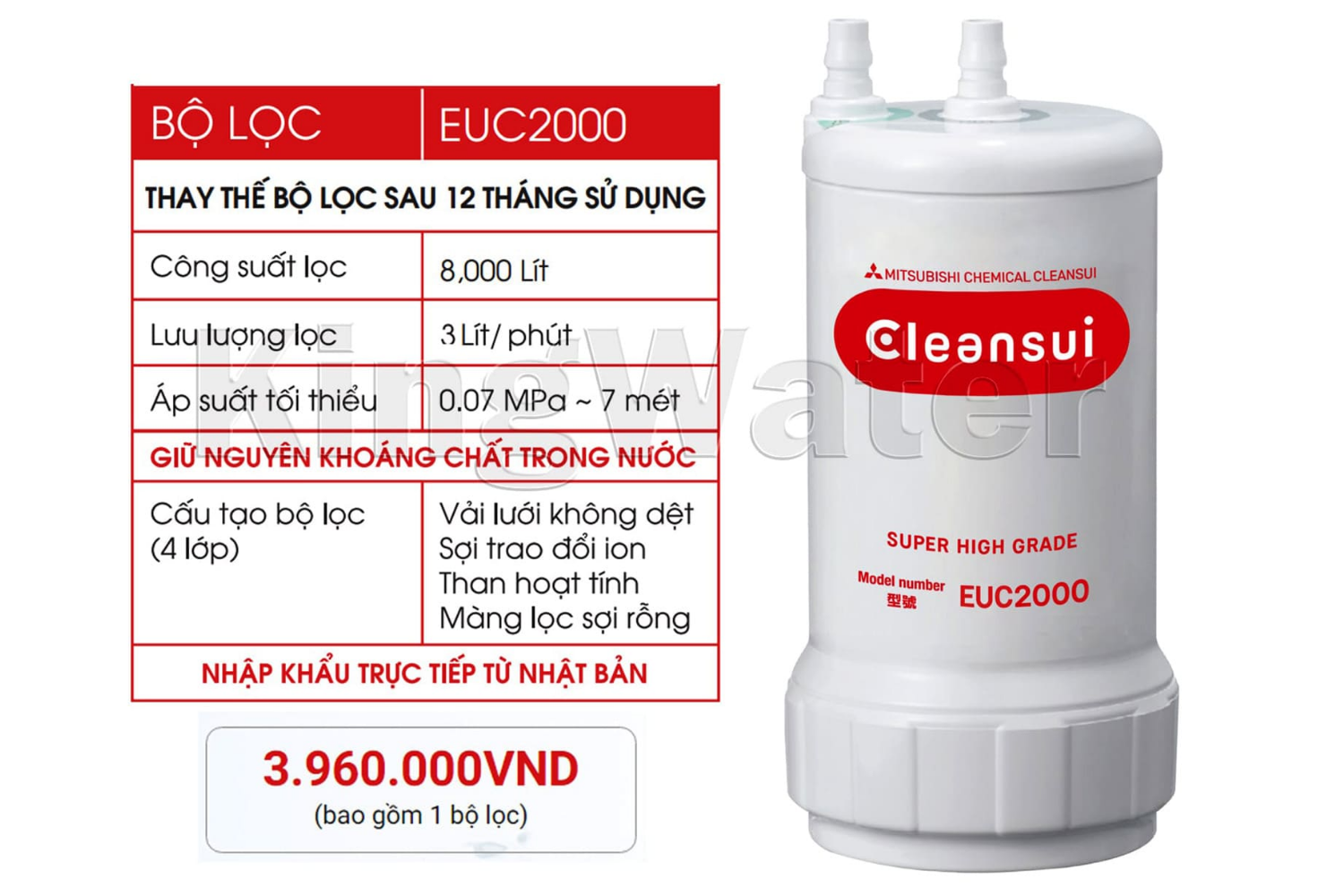 Máy Lọc Nước UF Mitsubishi Cleansui EU101 | Để Gầm 01 Lõi
