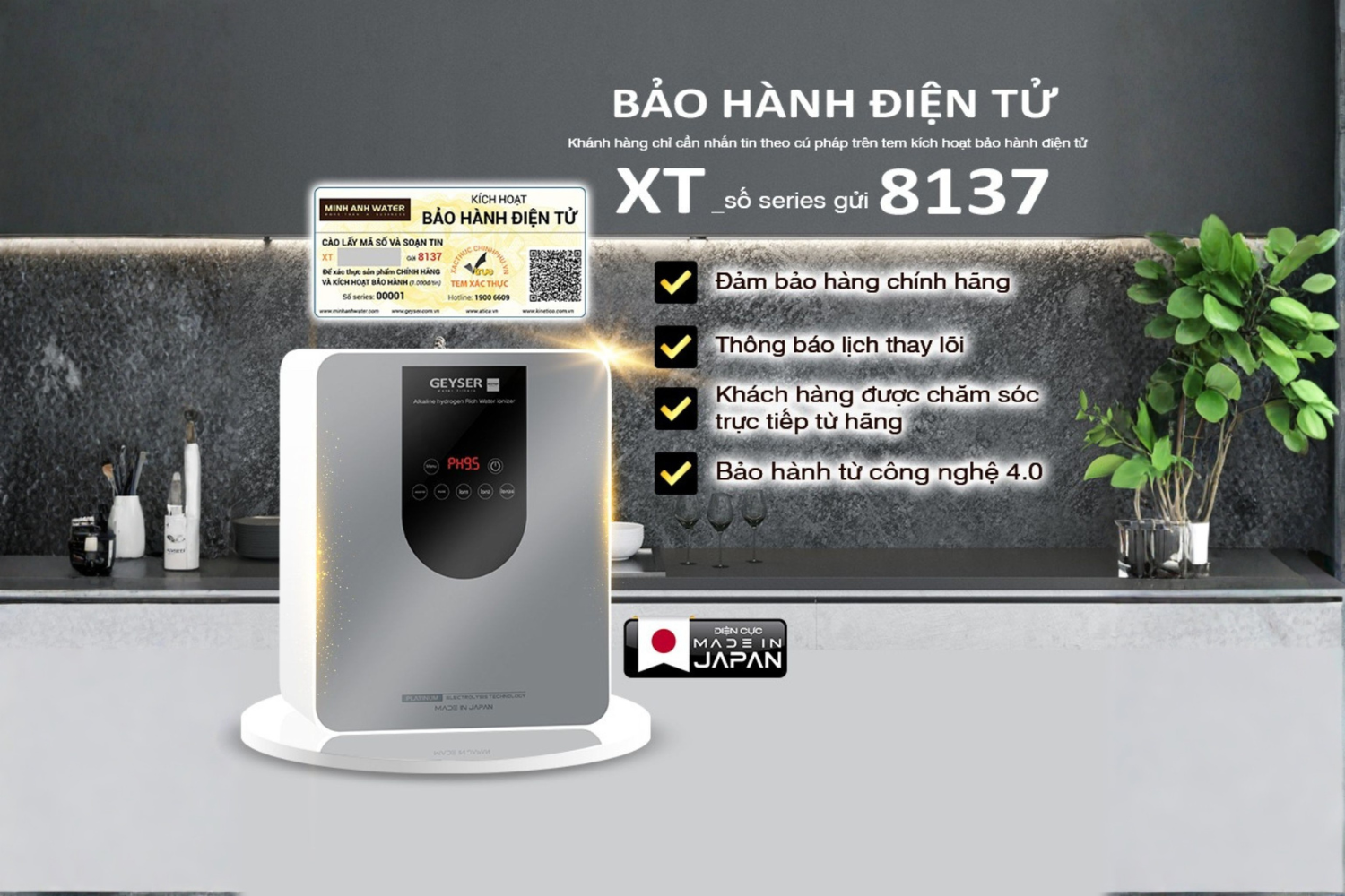 Máy Lọc Nước Điện Giải Ion Kiềm Geyser Ecotar 9 Pro | 5 Tấm Điện Cực