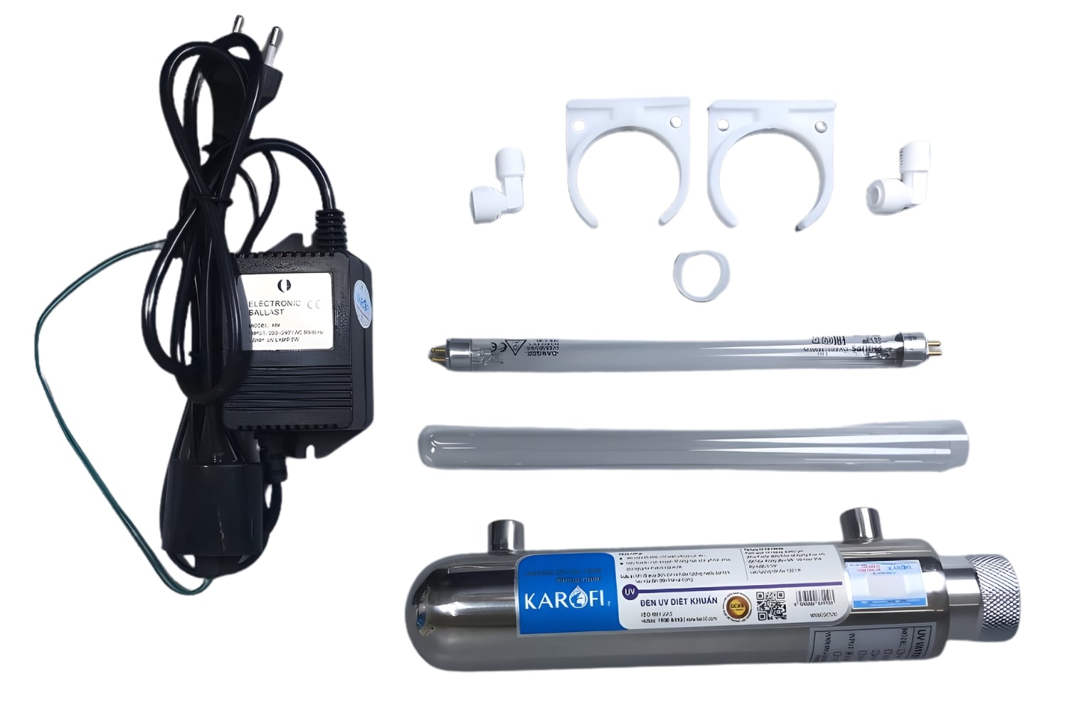 Bộ Đèn UV Karofi (Gồm: Bóng Đèn, Ống Thạch Anh, Vỏ inox, Bộ Nguồn)