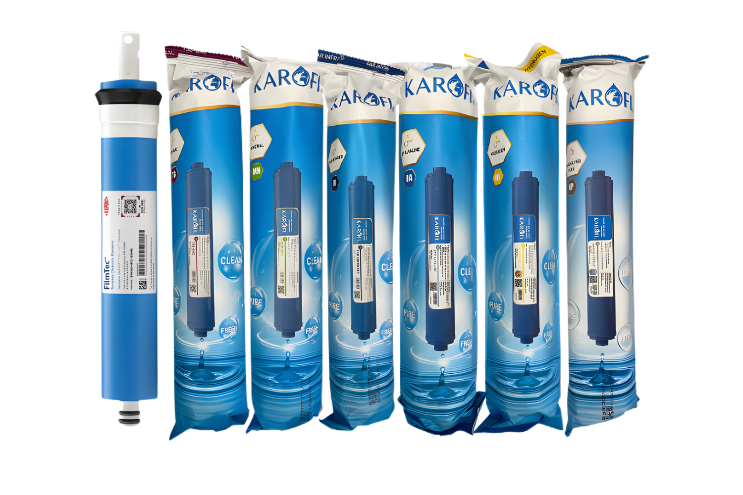 Combo 10 Lõi Lọc Nước Karofi Lẻ (Gồm 123 Smax Duo - RO Dupont 50GPD - T33-Gac, Mineral, Far infrared, ORP Alkaline, Nano Silver, Hydrogen)