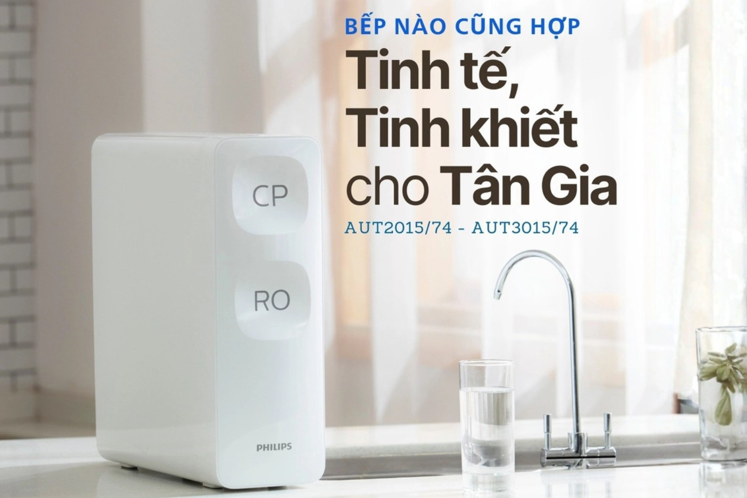 Máy Lọc Nước RO Philips AUT2015/74 | Để Gầm 02 Lõi Không Bình Chứa