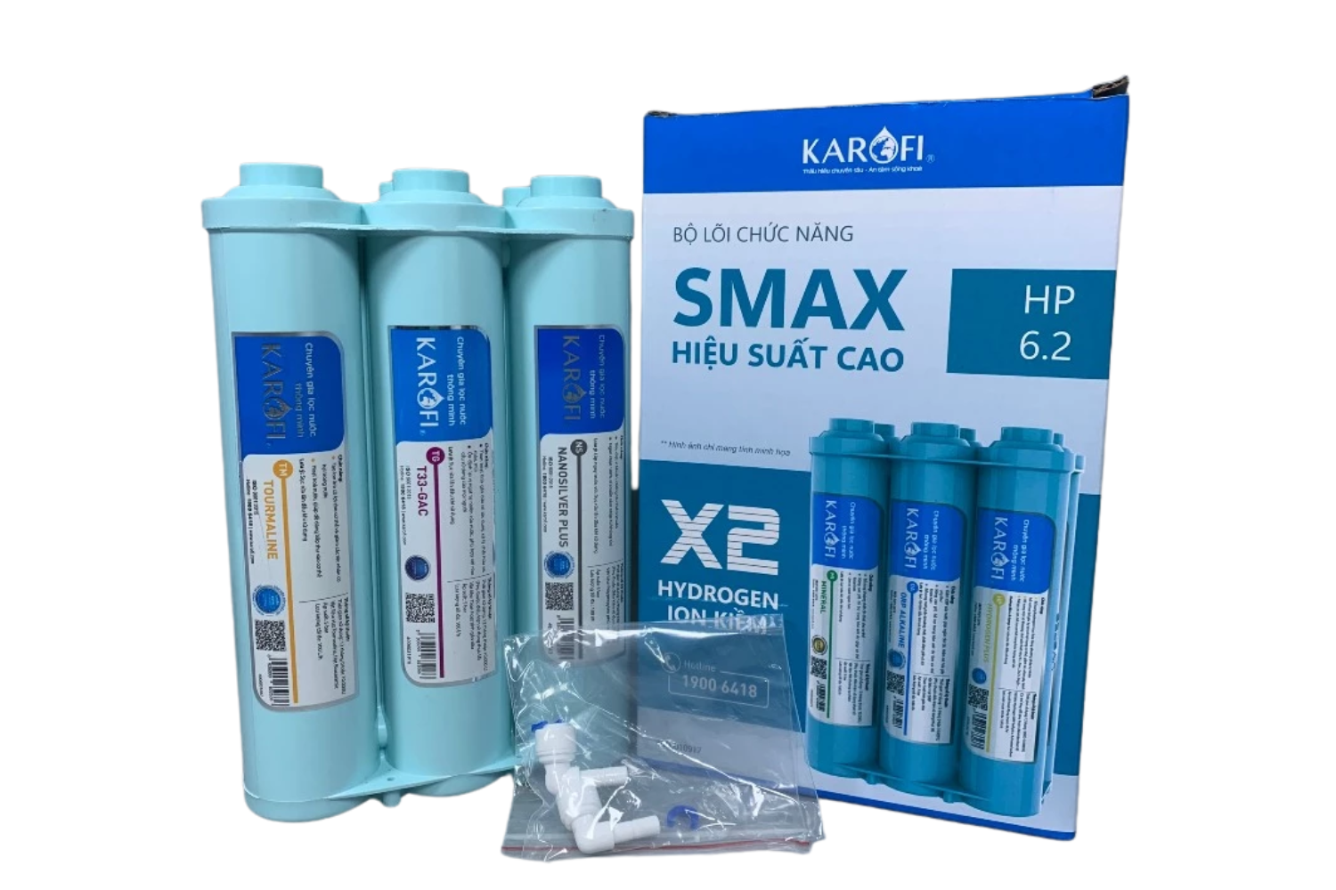Combo 10 Lõi Lọc Nước Karofi (Gồm 123 Smax Pro V - RO 50/100GPD Purifim Mỹ - Cụm Hiệu Suất Cao Smax HP 6.2)