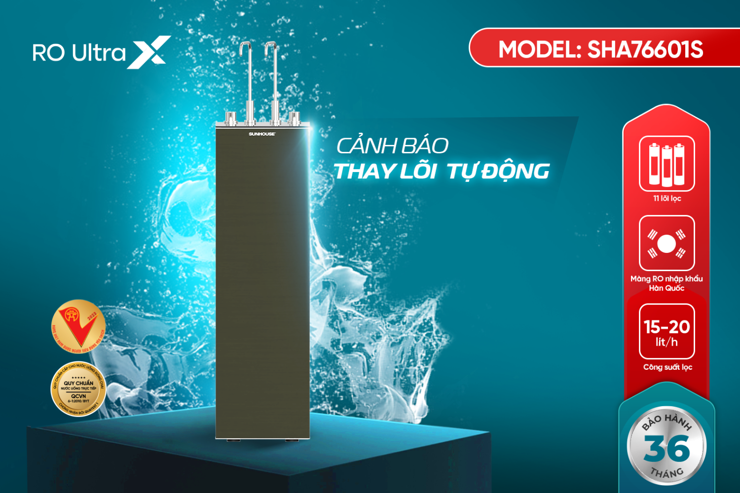 Máy Lọc Nước RO Sunhouse SHA76601S UltraX | Tủ Đứng Nóng - Lạnh 11 Lõi