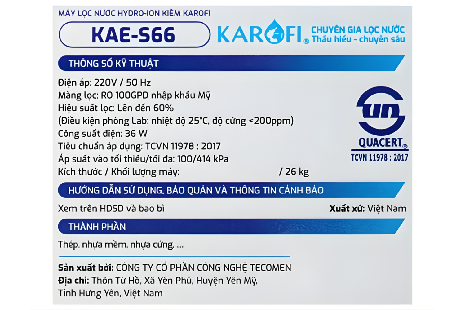 Máy Lọc Nước Hydro-Ion Kiềm Karofi KAE-S66  | Tủ Đứng 12 Lõi