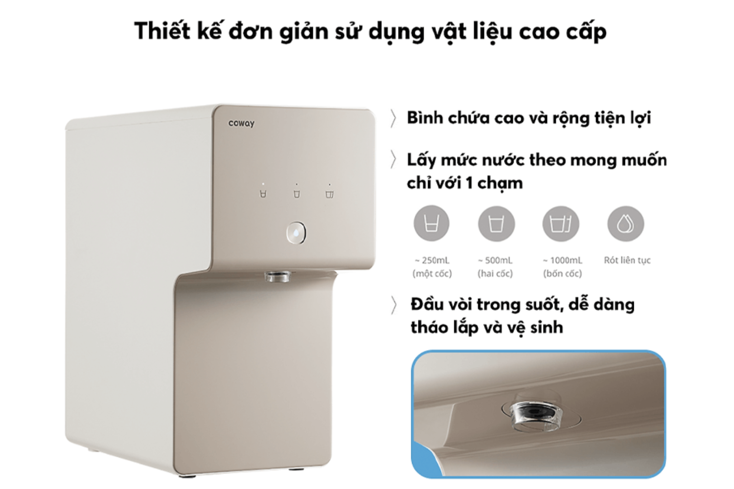 Máy Lọc Nước R.O Coway Cinnamon (P-6320R) | Để Bàn 04 Lõi