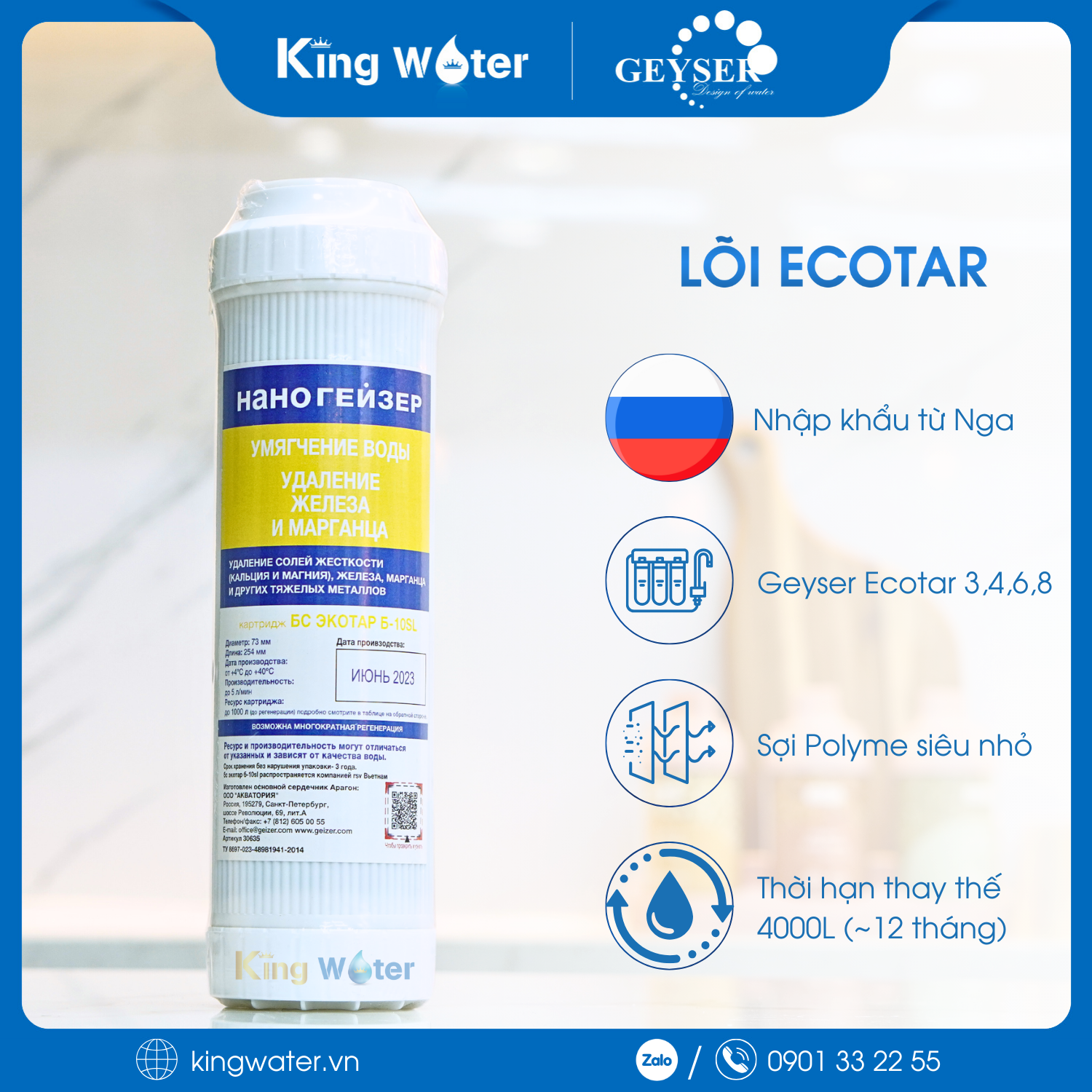 Lõi Lọc Thô Geyser Ecotar (Nhập Nga) | Lõi Số 01 Đa Chức Năng