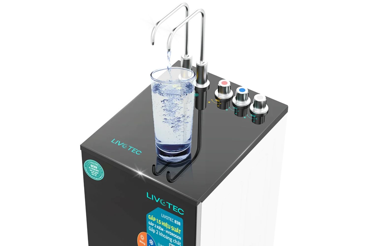 Máy Lọc Nước RO Nóng Lạnh Hydrogen Livotec 838 | Tủ Đứng 12 Lõi