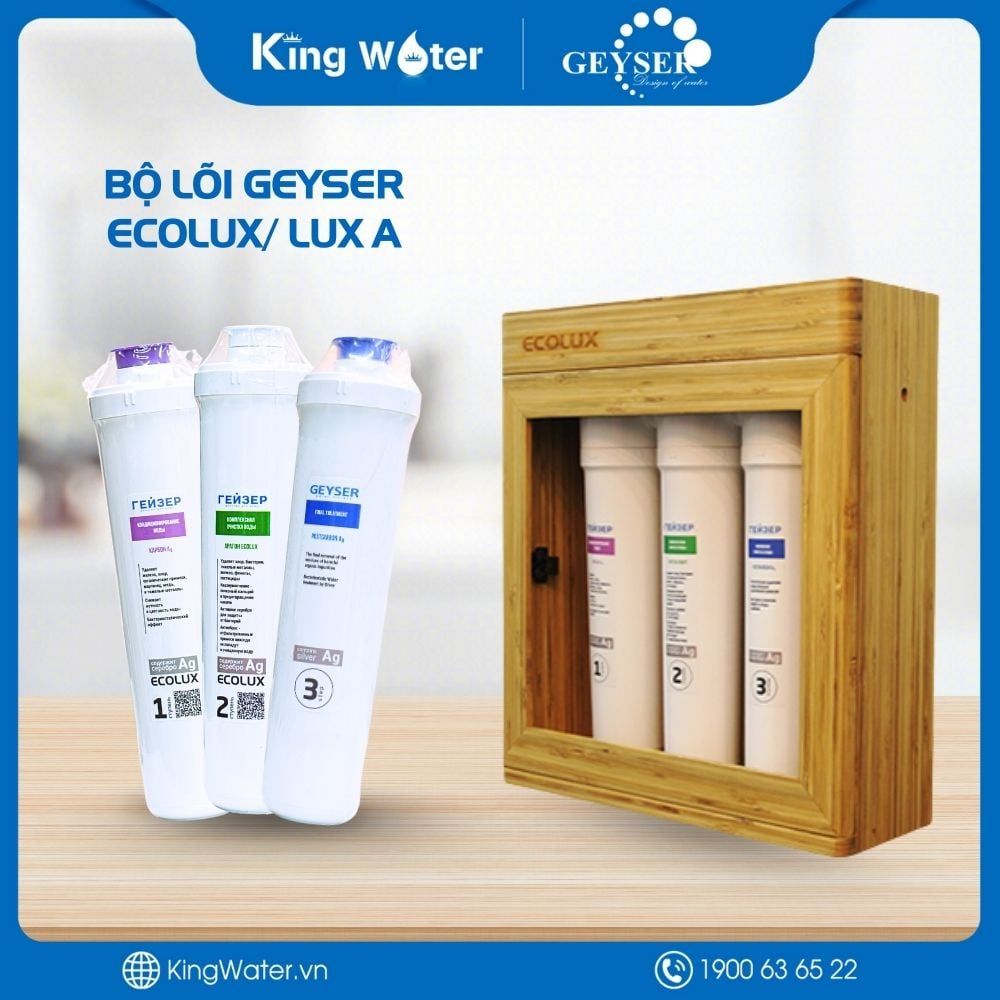 Bộ Lõi Lọc Geyser Ecolux (Nhập Nga) | Bộ 03 Lõi Chuyên Dụng