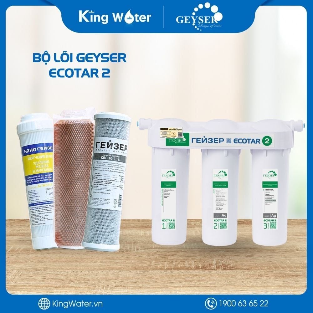 Bộ Lõi Lọc Geyser Ecotar 2 (Nhập Nga) | Bộ 03 Lõi Nano Chuyên Dụng