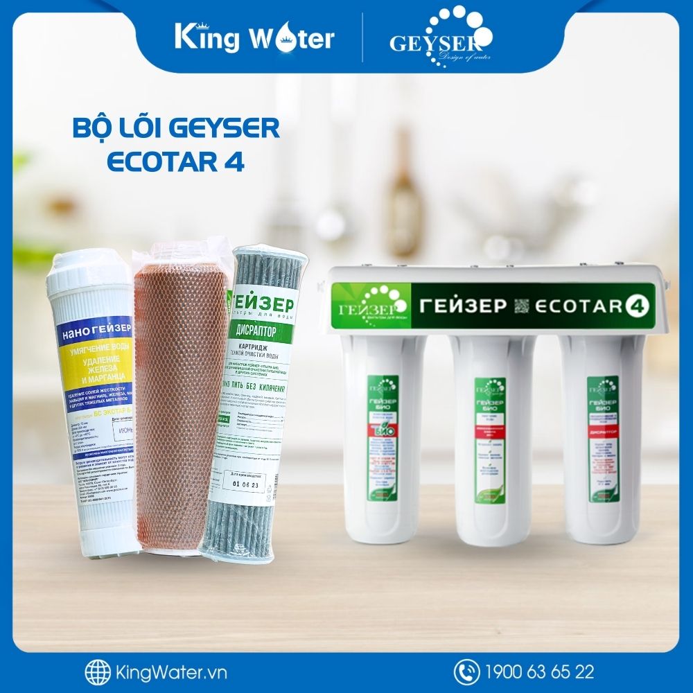 Bộ Lõi Lọc Geyser Ecotar 4 (Nhập Nga) | Bộ 03 Lõi Nano Chuyên Dụng