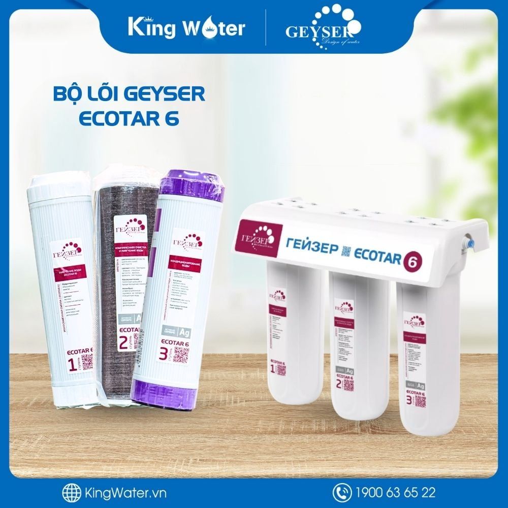 Bộ Lõi Lọc Geyser Ecotar 6 Nhập Nga | Bộ 03 Lõi Nano Chuyên Dụng