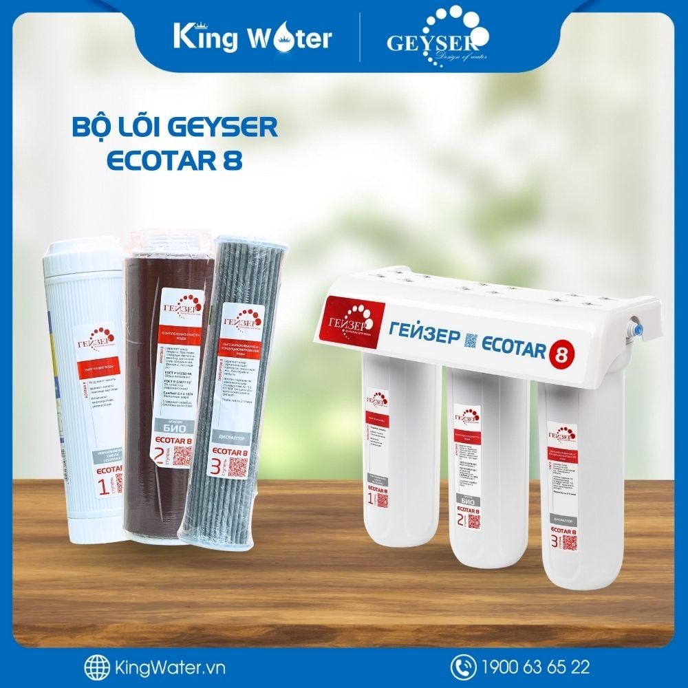 Bộ Lõi Lọc Geyser Ecotar 8 Nhập Nga | Bộ 03 Lõi Nano Chuyên Dụng
