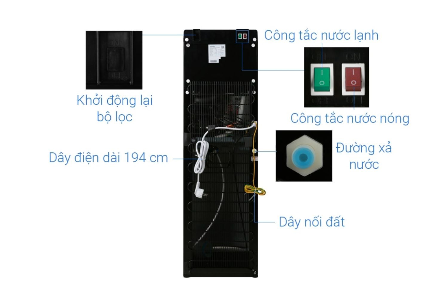 Cây Nước Nóng Lạnh Toshiba RWF-W1830BV | Hút Bình 20 Lít