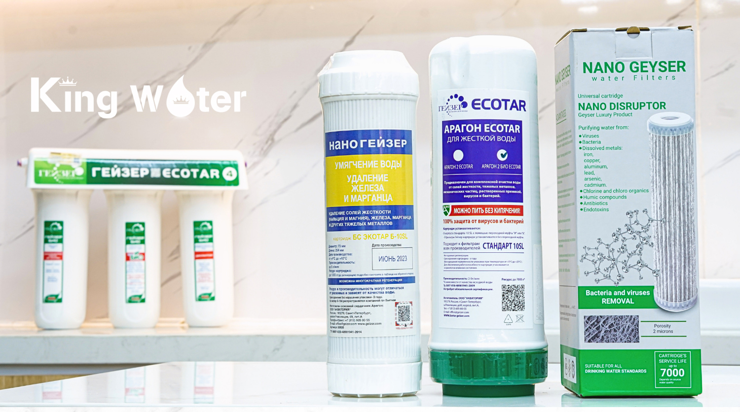 Bộ Lõi Lọc Geyser Ecotar 4 (Nhập Nga) | Bộ 03 Lõi Nano Chuyên Dụng