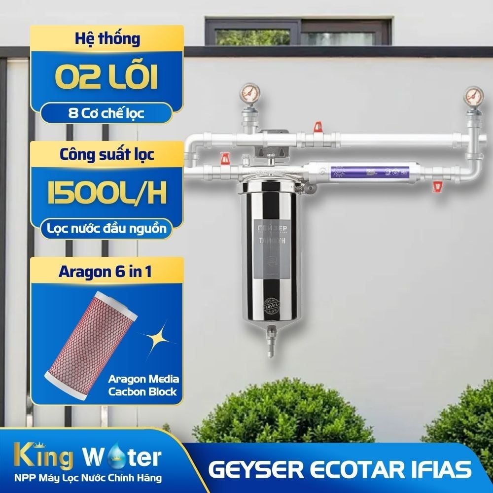 Hệ Thống Lọc Tổng Đầu Nguồn Mini Geyser Ecotar 1F1As | Lọc Nano Không Điện