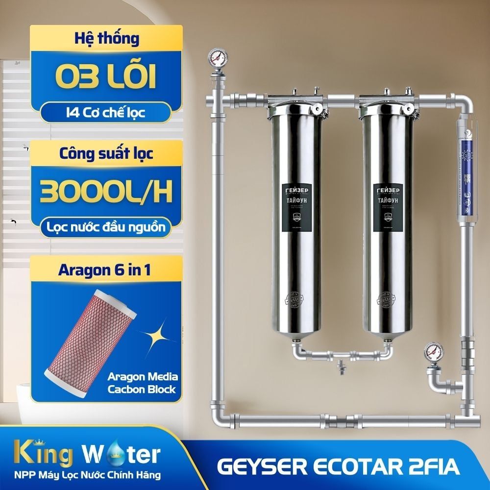 Máy Lọc Tổng Đầu Nguồn Geyser Ecotar 2F1A | Lọc Nano Không Điện