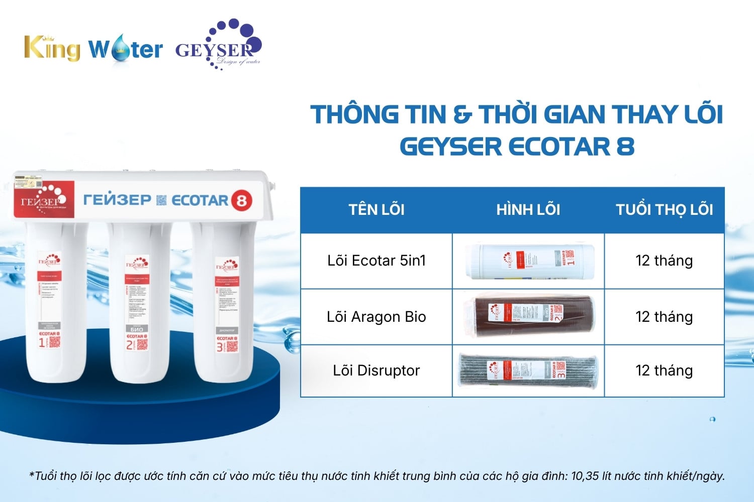 Bộ Lõi Lọc Geyser Ecotar 8 Nhập Nga | Bộ 03 Lõi Nano Chuyên Dụng