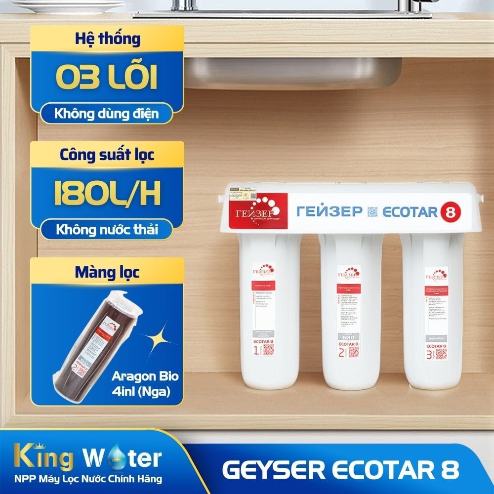 Máy Lọc Nước Nano Ion Canxi Geyser Ecotar 8 | 3 Lõi Lọc
