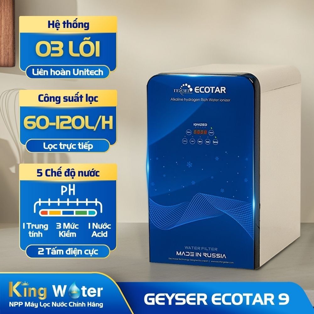Máy Lọc Nước Nano Ion Kiềm Giàu Hydro Geyser Ecotar 9