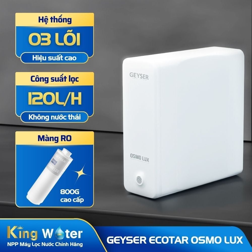Máy Lọc Nước RO Geyser Ecotar Osmo Lux | Tủ Nguyên Khối Để Gầm 03 Lõi