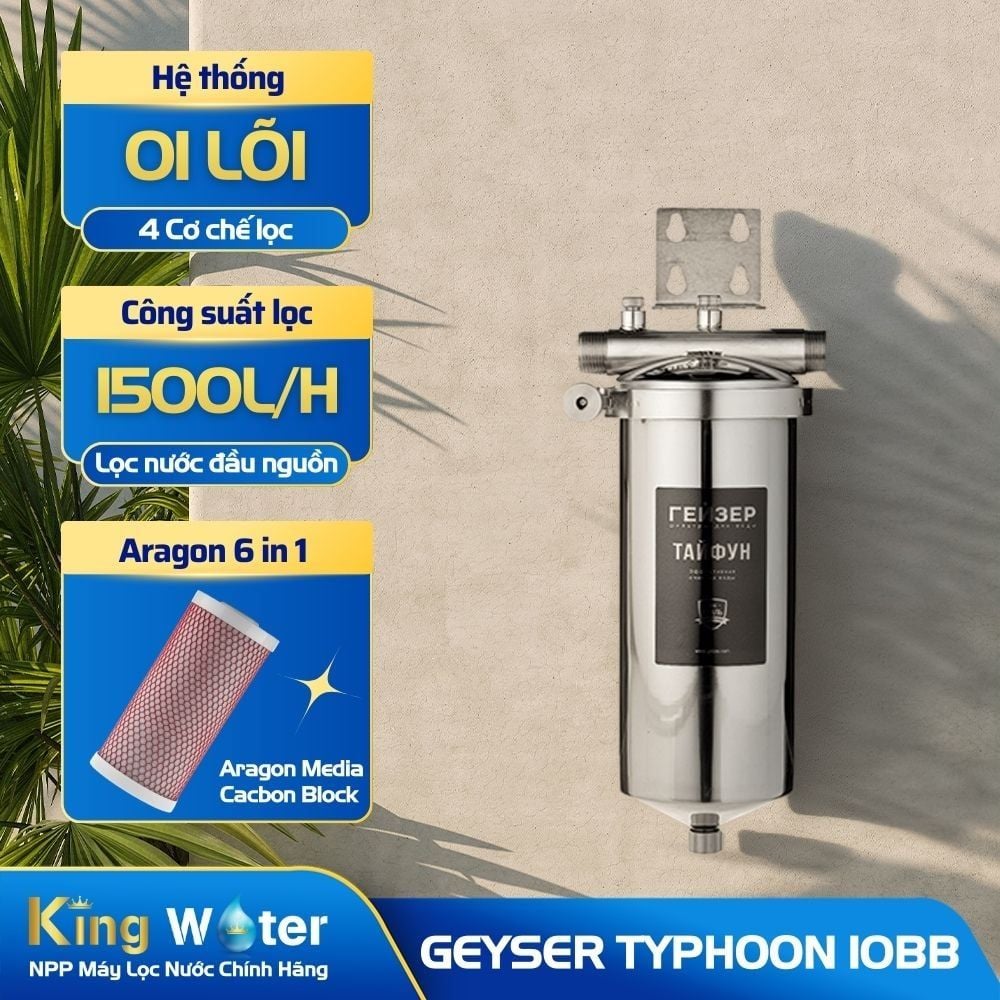 Máy Lọc Tổng Nước Tắm Geyser Typhoon 10BB | Lọc Không Điện