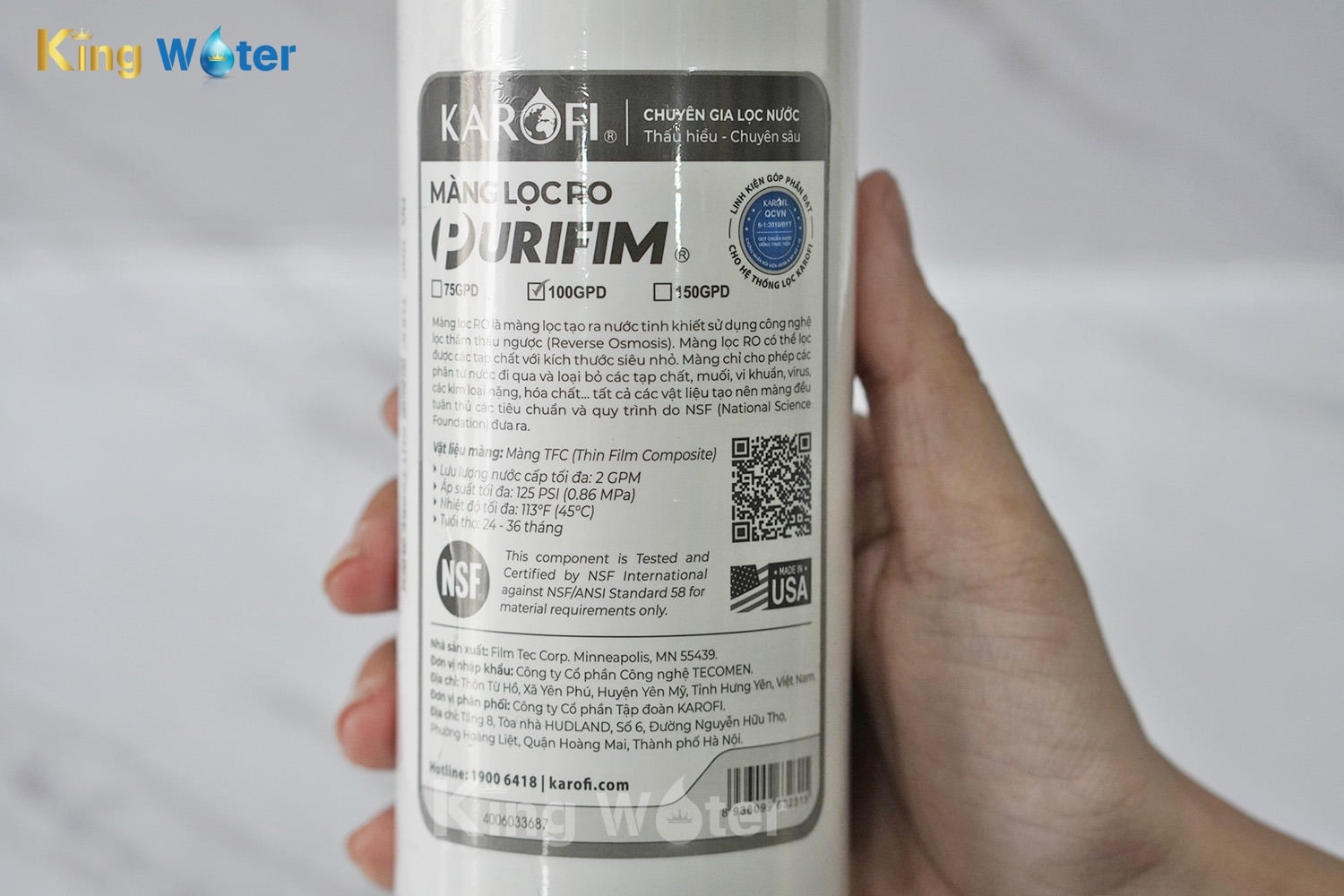 Lõi Lọc R.O Karofi 100GPD Purifim | Nhập Khẩu Mỹ