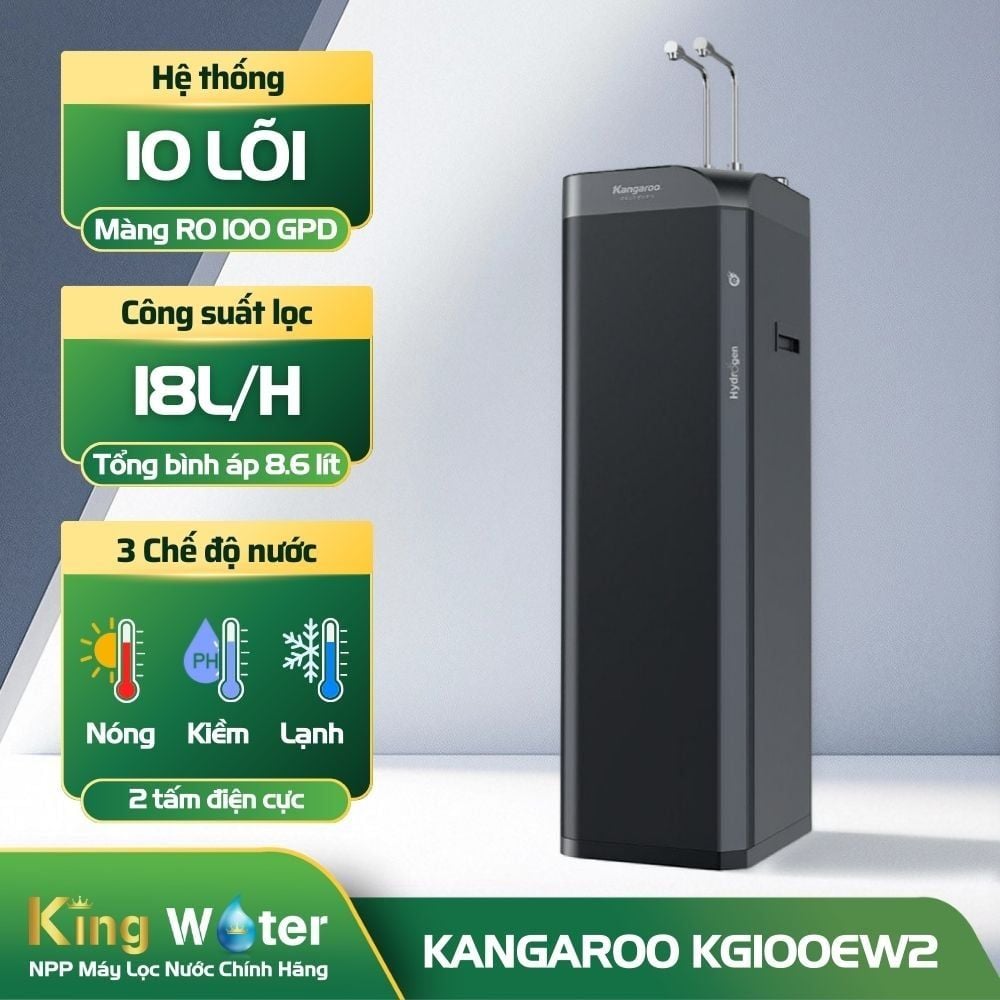 Máy Lọc Nước Nóng Lạnh Hydrogen Ion Kiềm Kangaroo KG100EW2