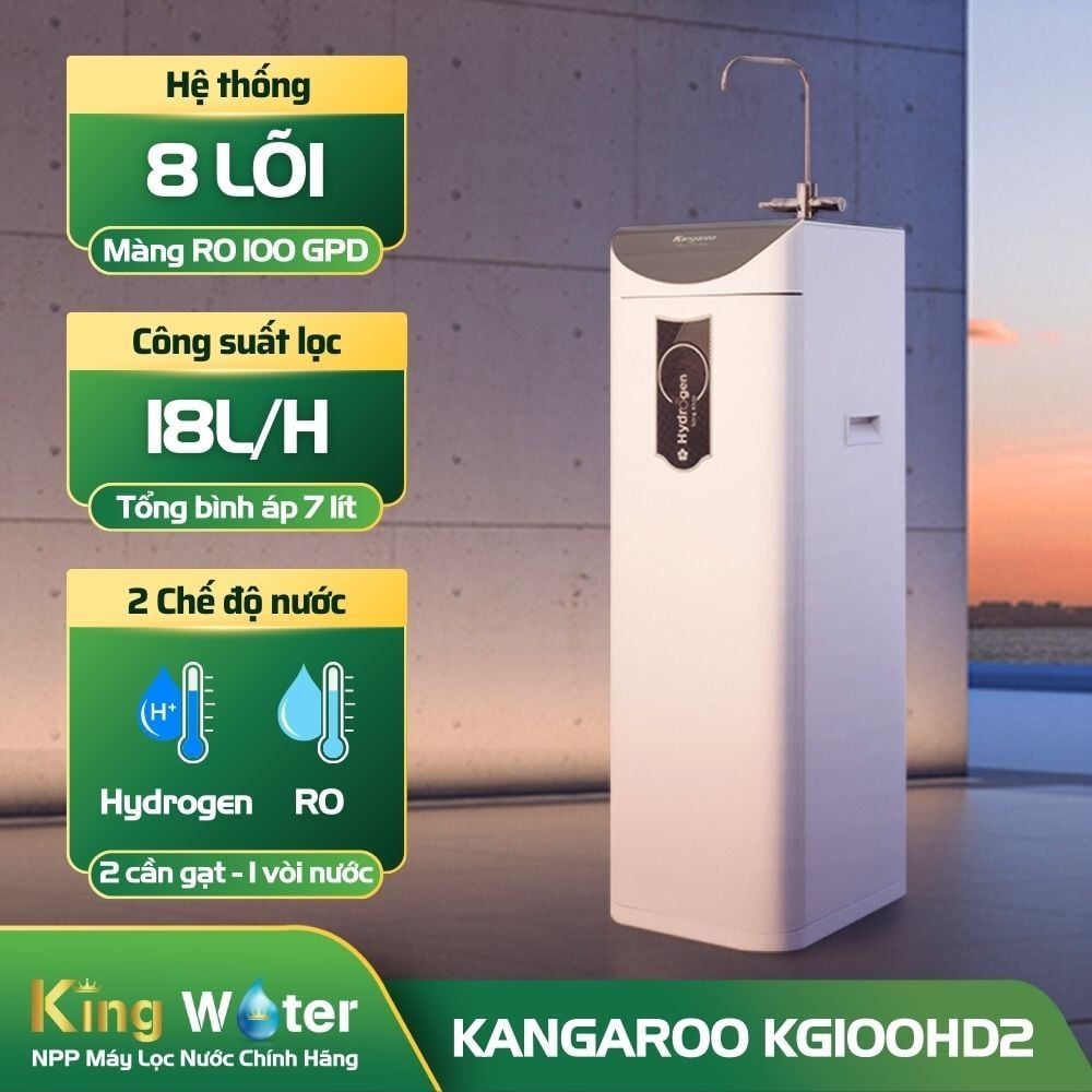 Máy lọc nước RO Hydrogen Kangaroo KG100HD2 | Tủ Đứng 8 Lõi