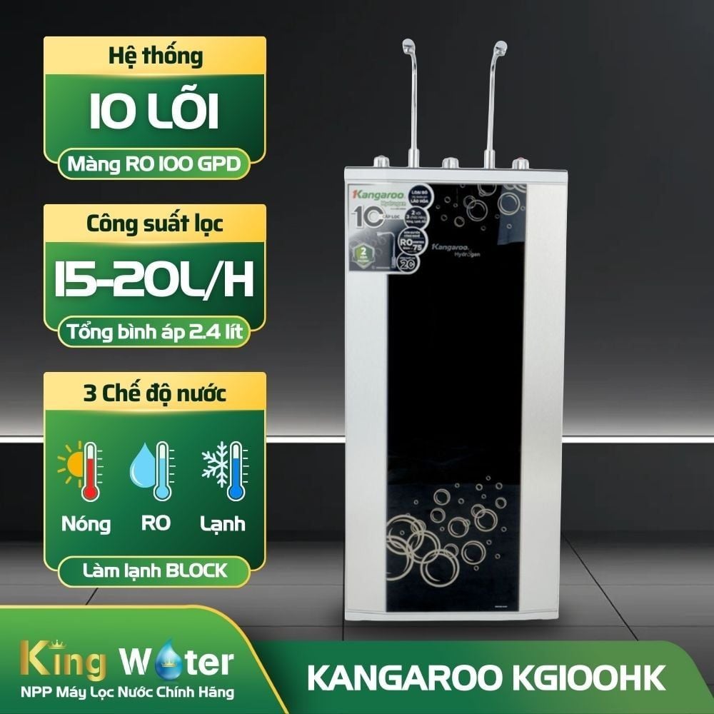 Máy Lọc Nước RO Nóng Nguội Lạnh Hydrogen Kangaroo KG100HK | Tủ Đứng 10 Lõi