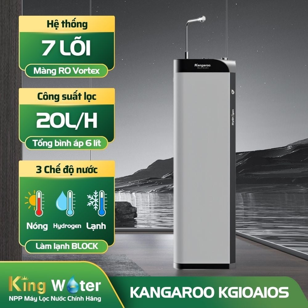 Máy Lọc Nước RO Nóng Nguội Lạnh Hydrogen Kangaroo KG10A10S | Tủ Đứng 7 lõi