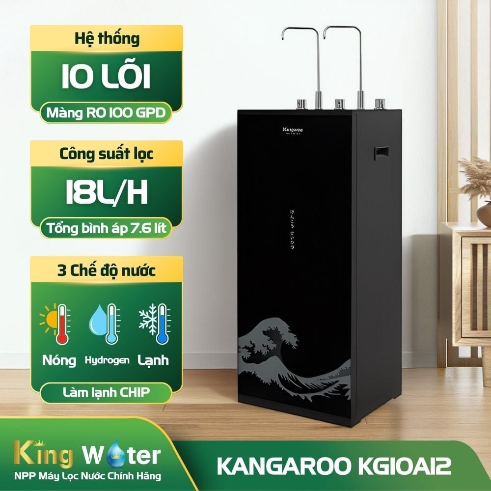 Máy Lọc Nước RO Nóng Nguội Lạnh Hydrogen Kangaroo KG10A12 | Tủ Đứng 10 Lõi