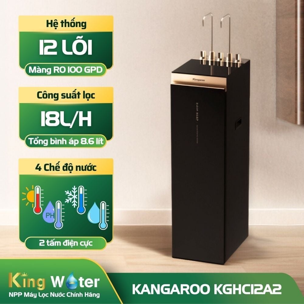 Máy Lọc Nước RO Hydrogen Ion Kiềm Kangaroo Sumire KGHC12A2 | Nóng Nguội Lạnh