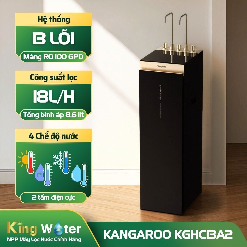 Máy Lọc Nước RO Ion Kiềm Nóng Lạnh Kangaroo KGHC13A2 | Tủ Đứng 13 Lõi Hydrogen