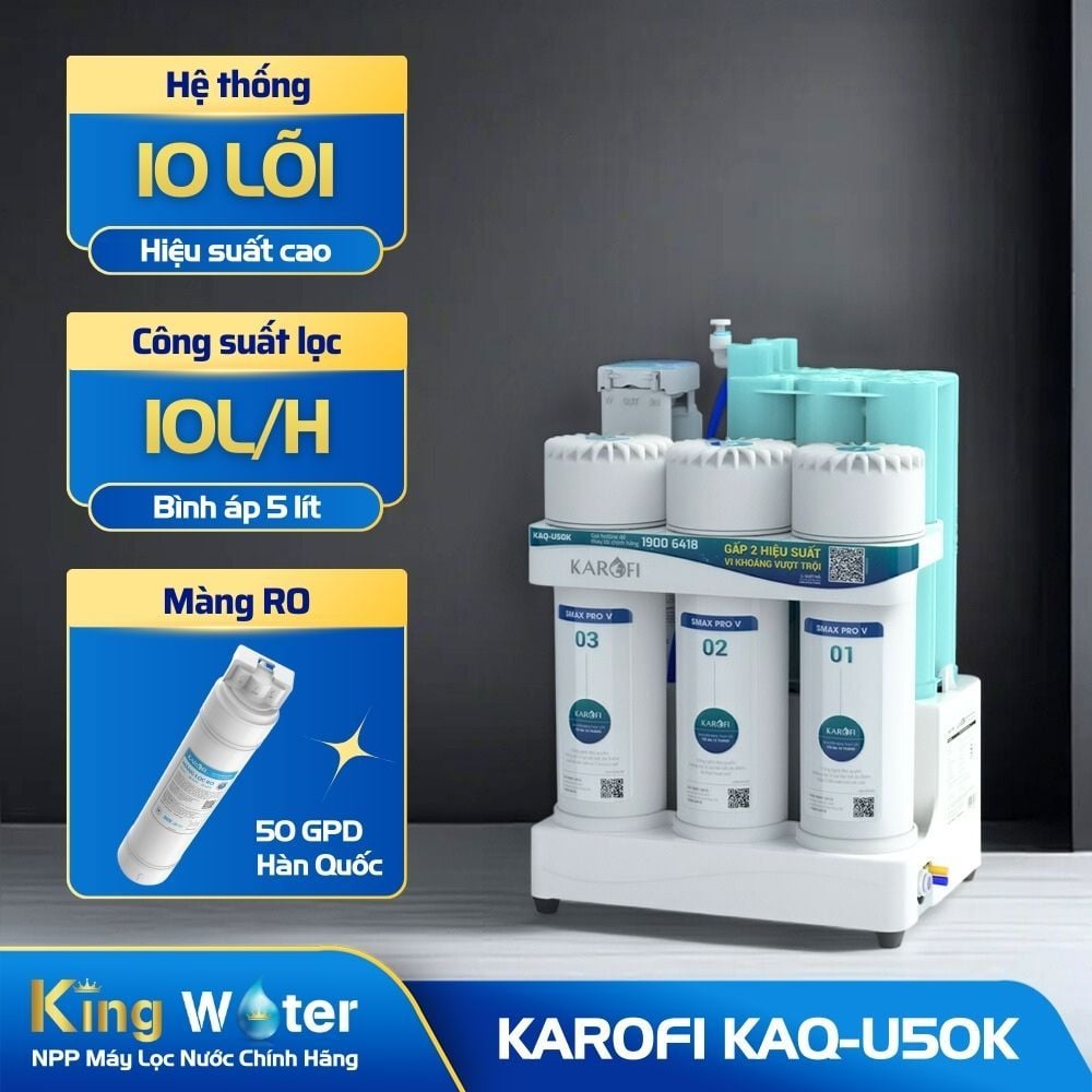 Máy Lọc Nước RO Karofi KAQ-U50K | Để Gầm 10 Lõi