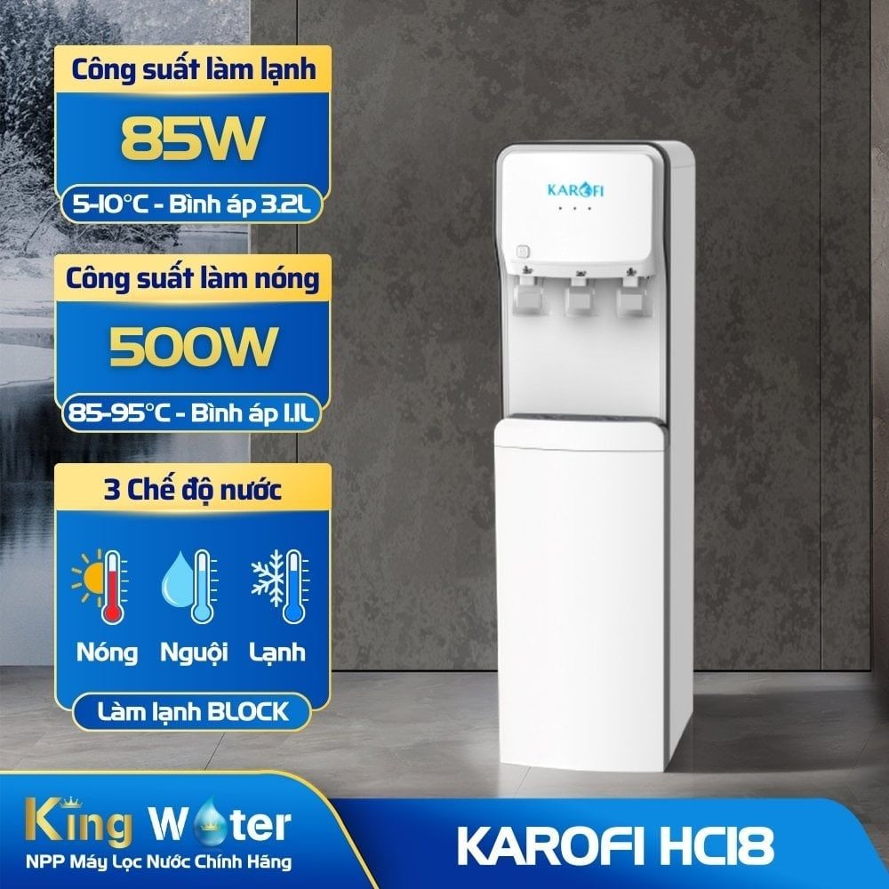 Cây Nước Nóng Lạnh Karofi HC18 | Hút Bình 20 Lít