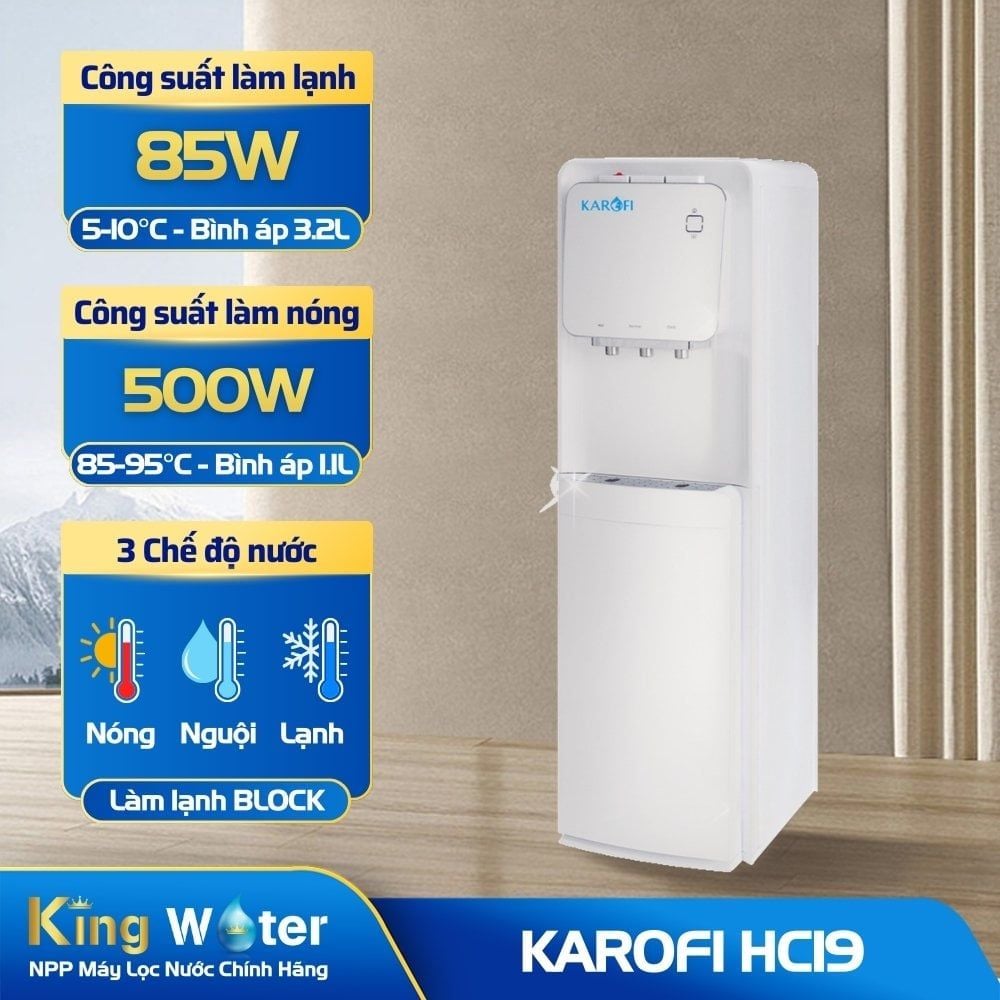 Cây Nước Nóng Lạnh Hút Bình Karofi HC19 | Cây Đứng 1 Lõi