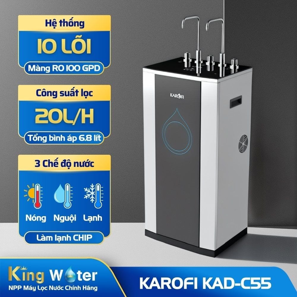 Máy Lọc Nước Nóng Lạnh Karofi KAD-C55 10 Lõi