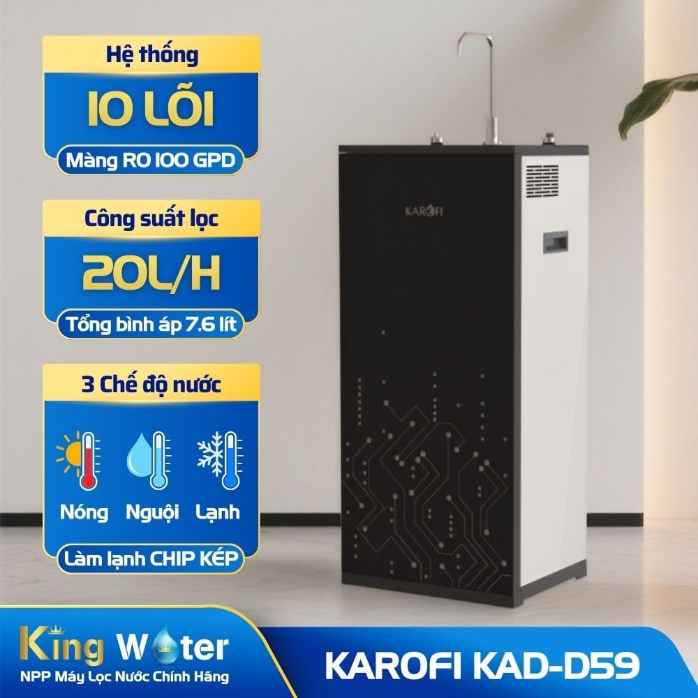 Máy Lọc Nước RO Nóng Lạnh Karofi KAD-D59 | Tủ Đứng 10 Lõi