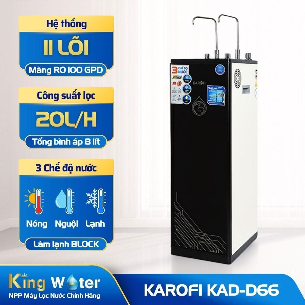 Máy Lọc Nước RO Nóng Lạnh Karofi KAD-D66 | Tủ Đứng 11 Lõi