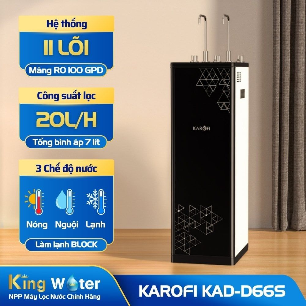 Máy Lọc Nước R.O Nóng Lạnh Karofi KAD-D66S | Cây Đứng 11 Lõi
