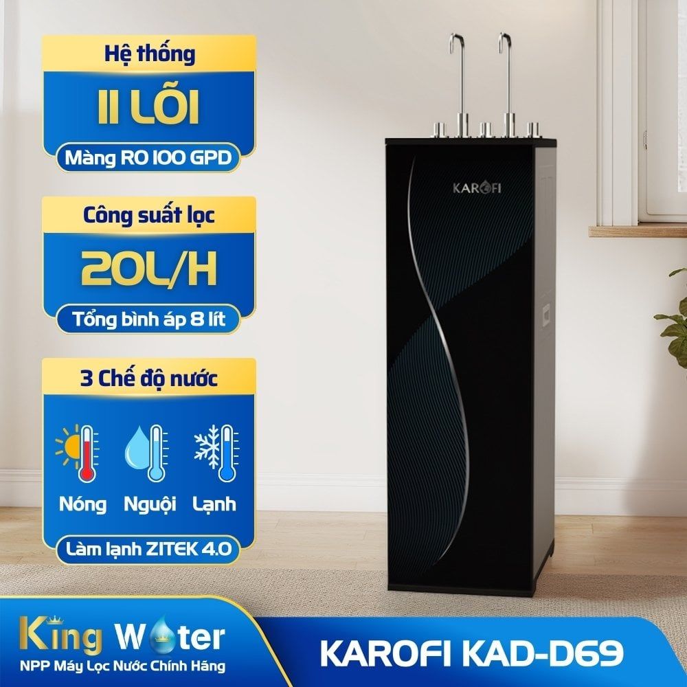 Máy Lọc Nước Nóng Lạnh Karofi KAD-D69 | Cây Đứng 11 Lõi