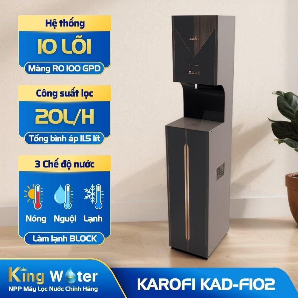 Máy Lọc Nước RO Nóng Lạnh Karofi KAD-F102 | Tủ Đứng 10 Lõi