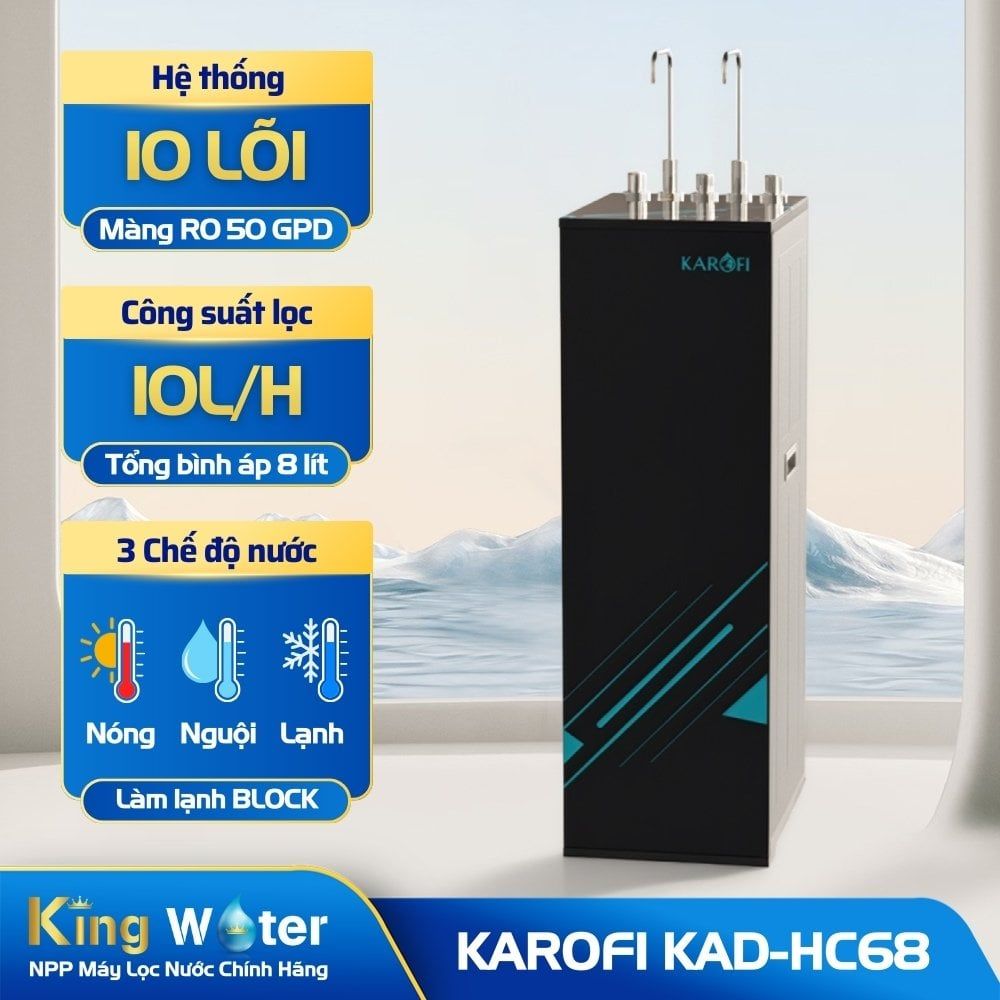 Máy Lọc Nước Nóng Lạnh Karofi KAD-HC68 | Cây Đứng 10 Lõi