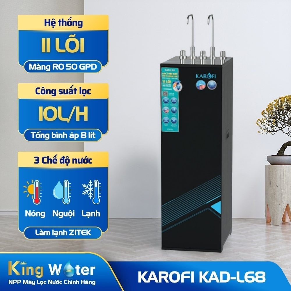 Máy Lọc Nước Nóng Lạnh Karofi KAD-L68 | Tủ Đứng 11 Lõi